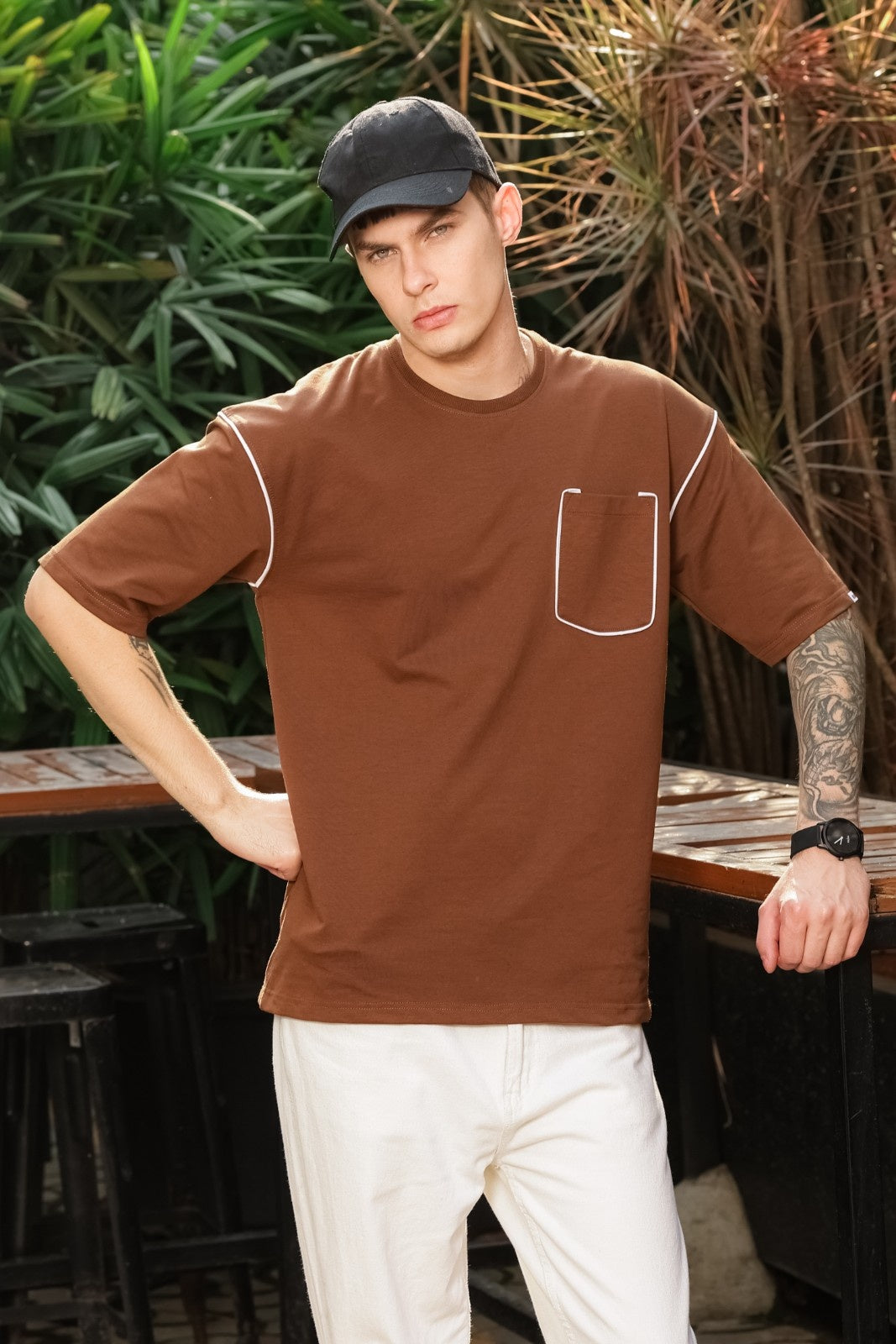 Brown Oversized Pocket Tee