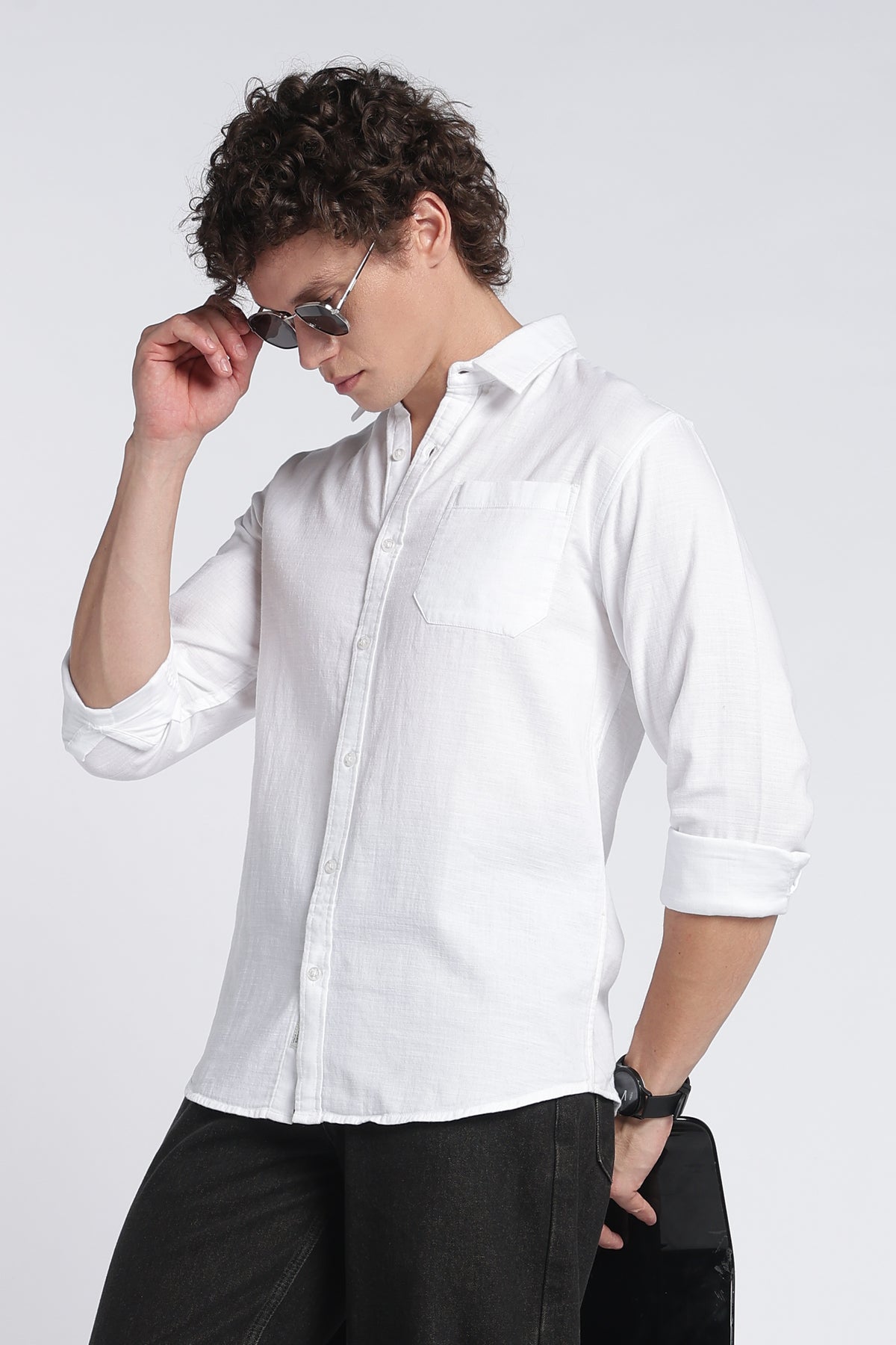 Men's White Double Cloth Shirt – Full Sleeve Regular Fit Cotton Shirt | 2dudes