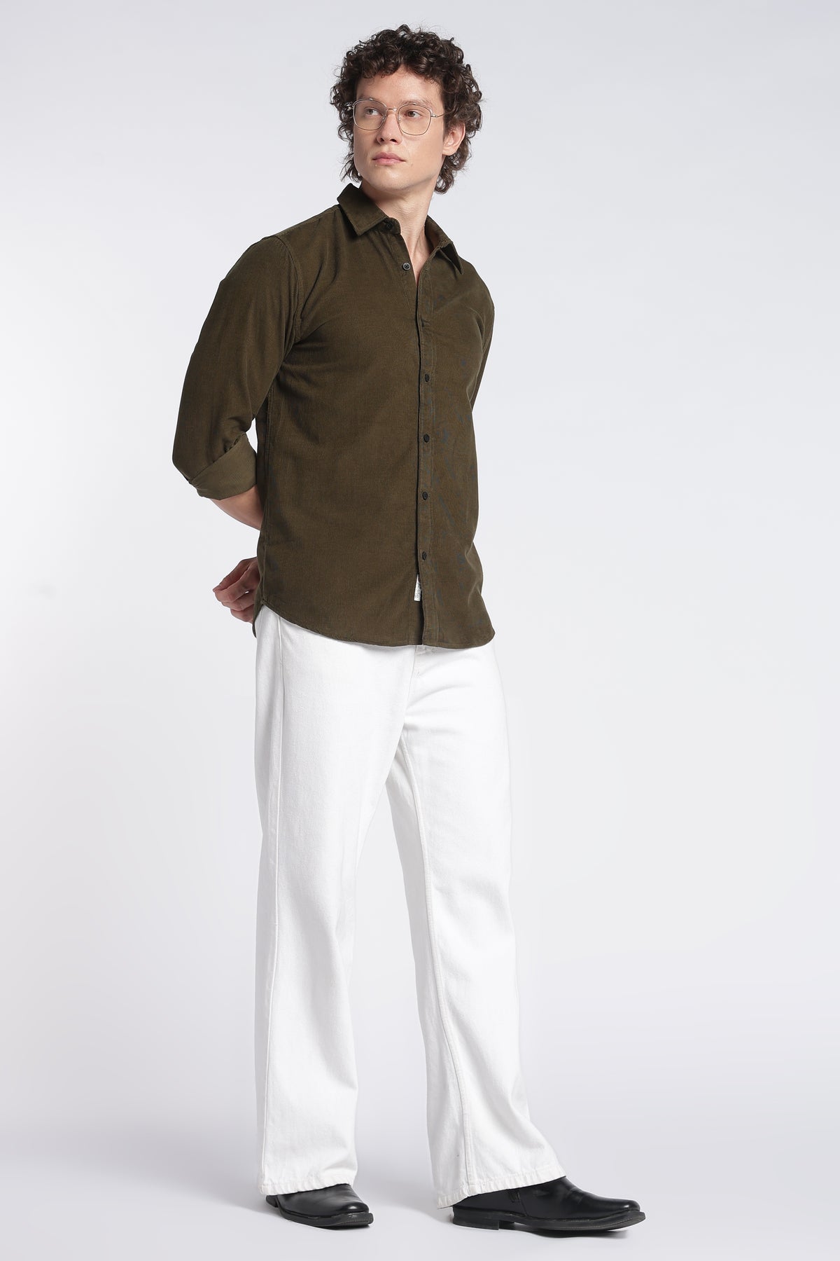 Men's Olive Corduroy Shirt – Full Sleeve Regular Fit Cotton Shirt | 2dudes