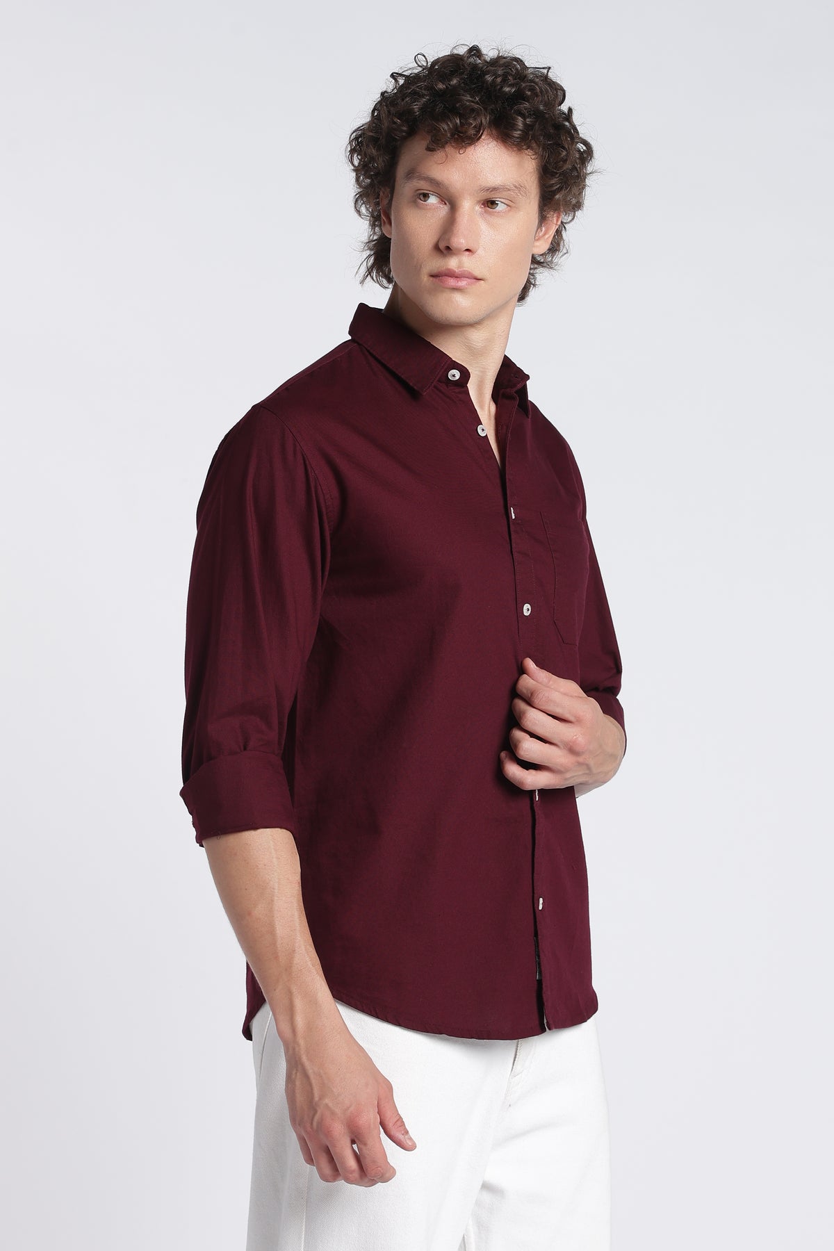 Men's Maroon Oxford Shirt – Full Sleeve Regular Fit Cotton Shirt | 2dudes