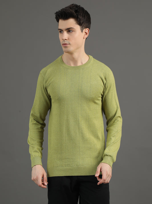 2Dudes Solid Mustard Full Sleeves Round Neck Cotton T-shirt