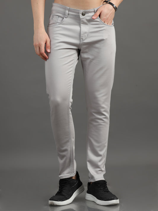 2Dudes Solid Steel Grey Slim fit Cotton Jeans