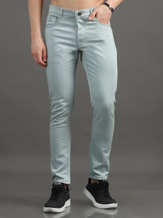 2Dudes Solid SeaFoam Green Slim fit Cotton Jeans