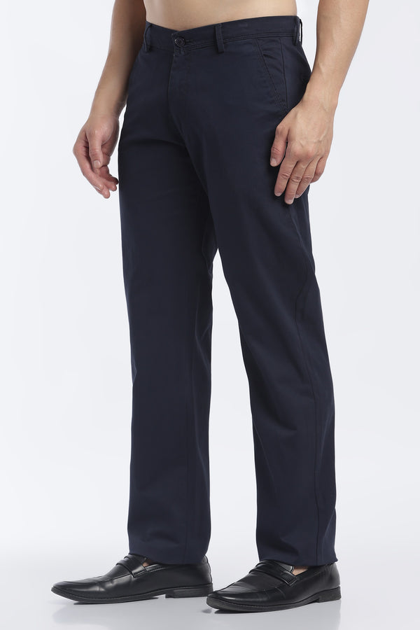 2dudes men's navy blue cotton chinos – side view