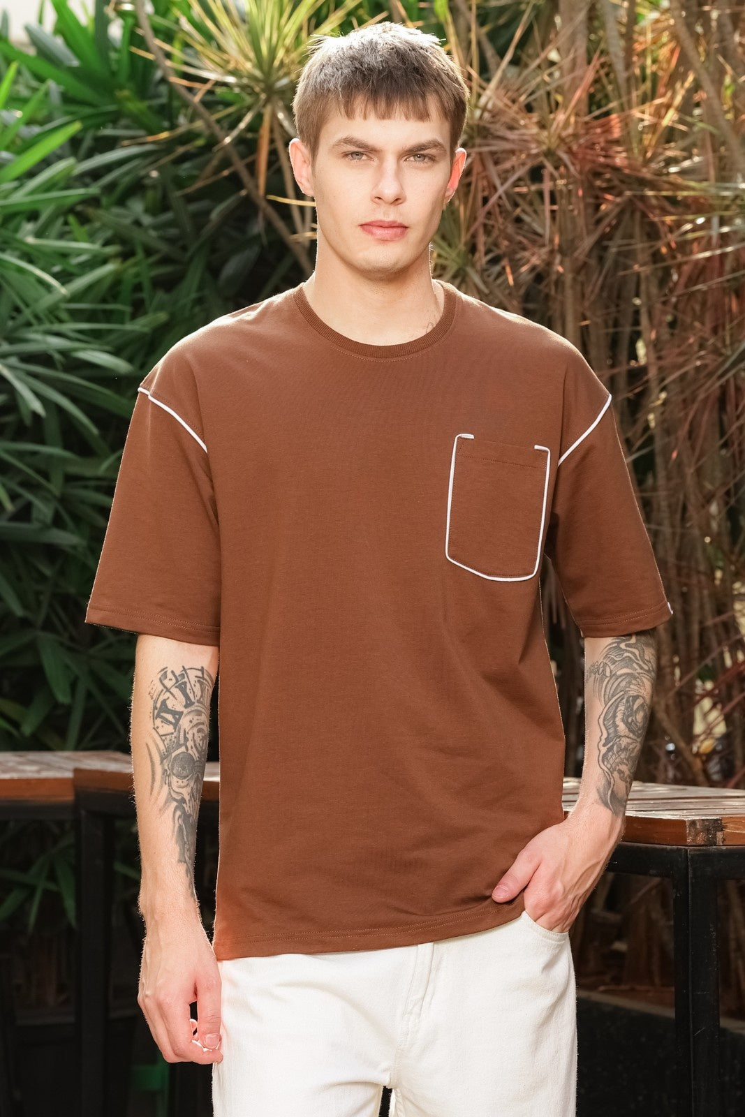 Brown Oversized Pocket Tee