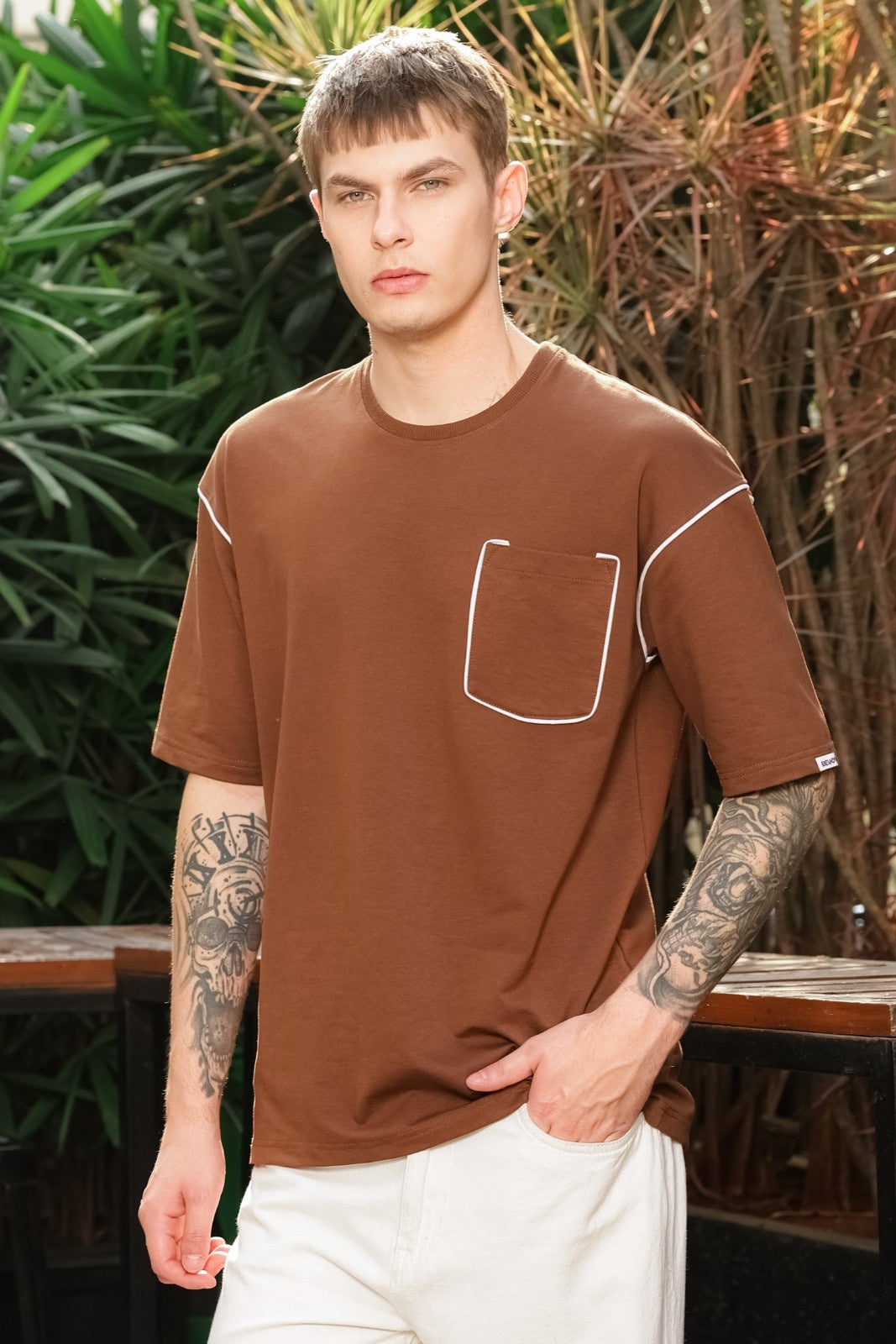 Brown Oversized Pocket Tee
