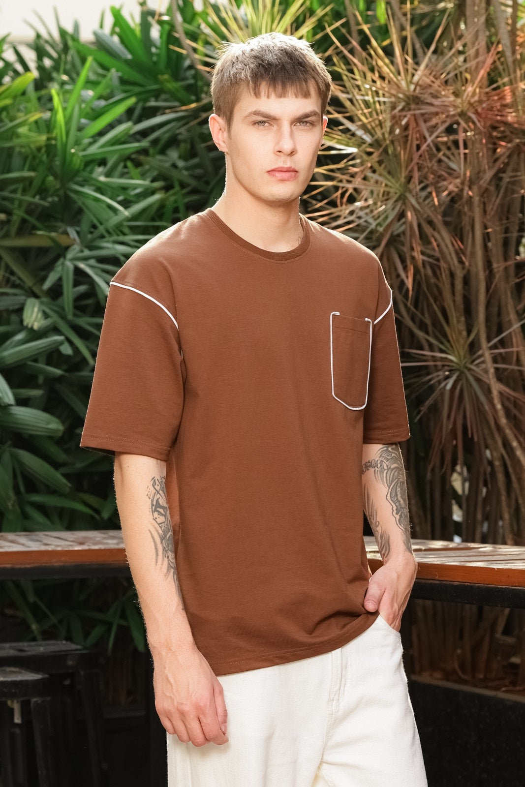 Brown Oversized Pocket Tee