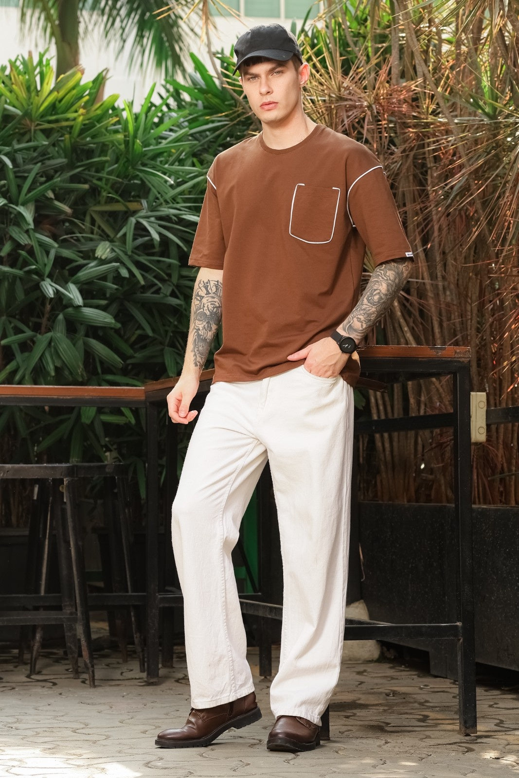 Brown Oversized Pocket Tee