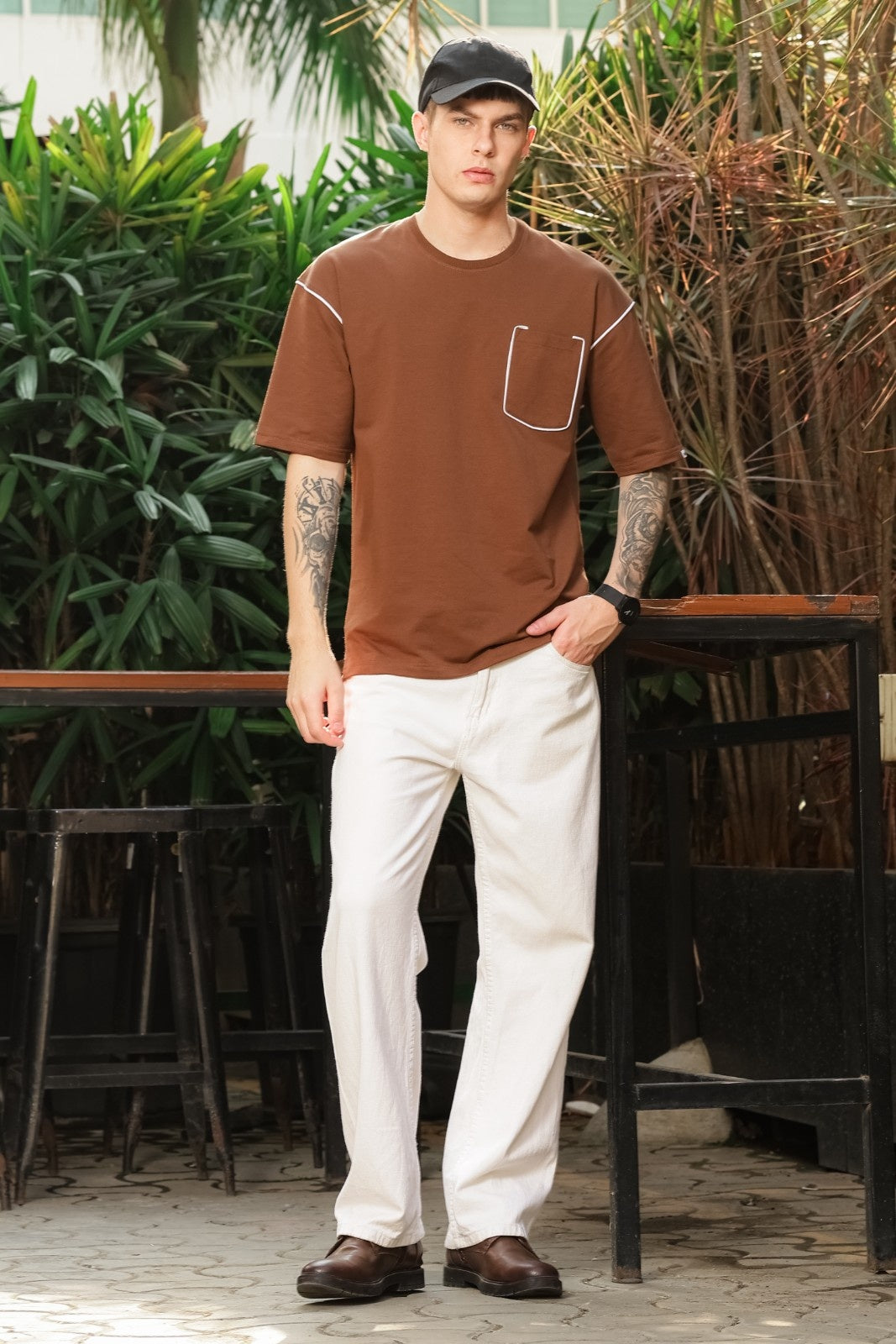 Brown Oversized Pocket Tee