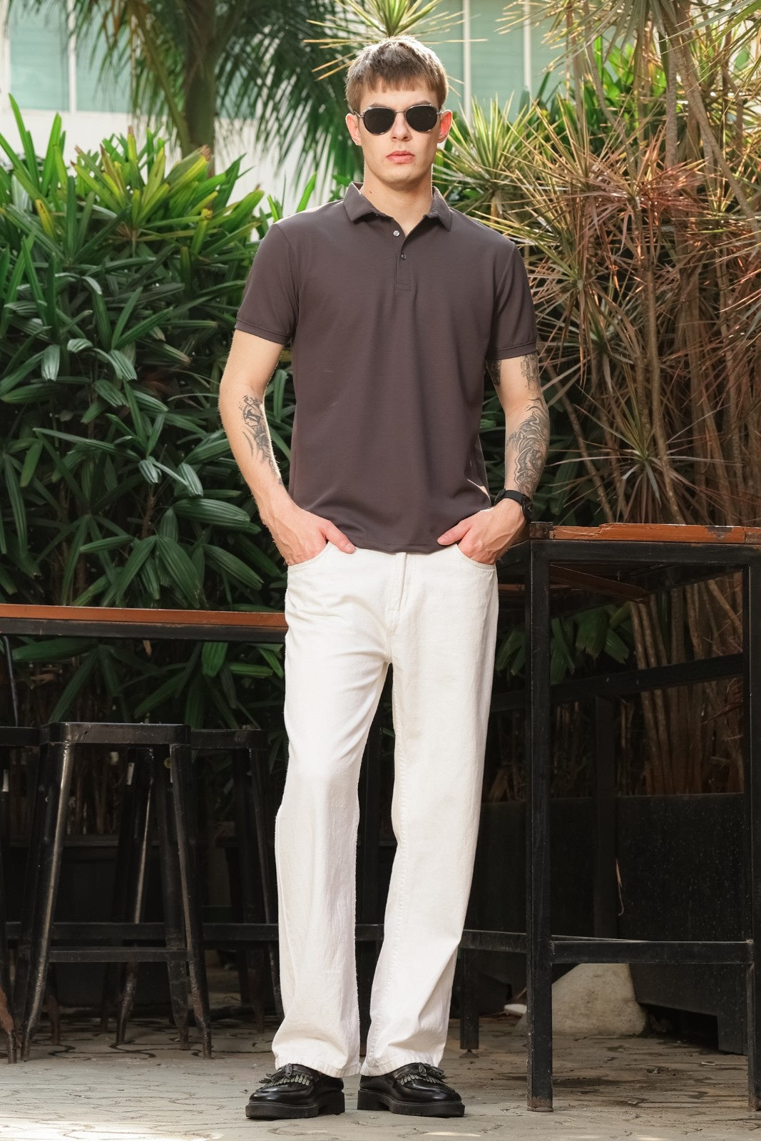 Charcoal Pique Polo Tee