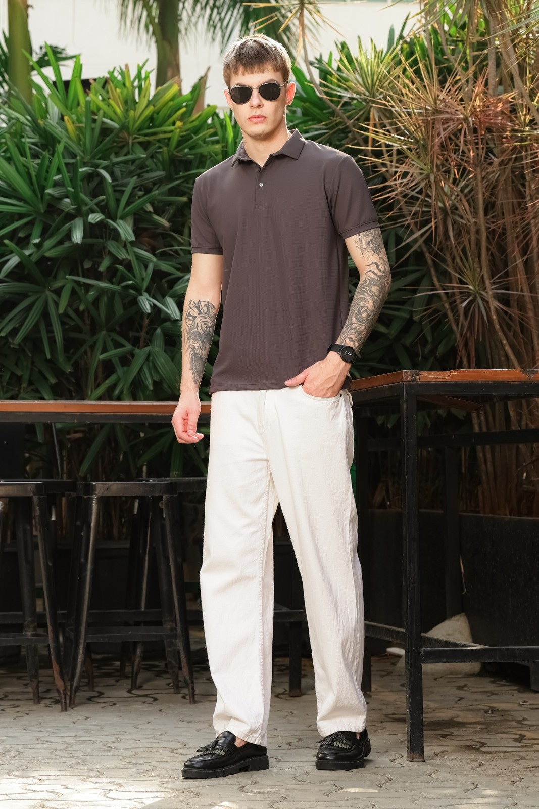 Charcoal Pique Polo Tee