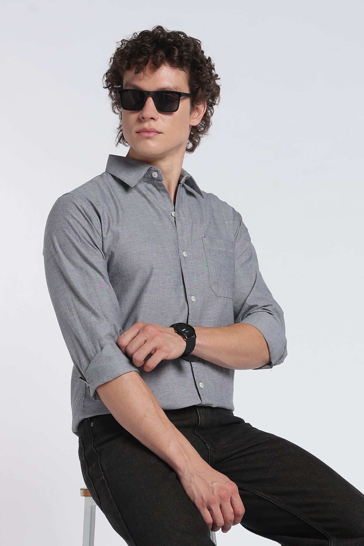 Men's Black Oxford Shirt – Full Sleeve Regular Fit Cotton Shirt | 2dudes
