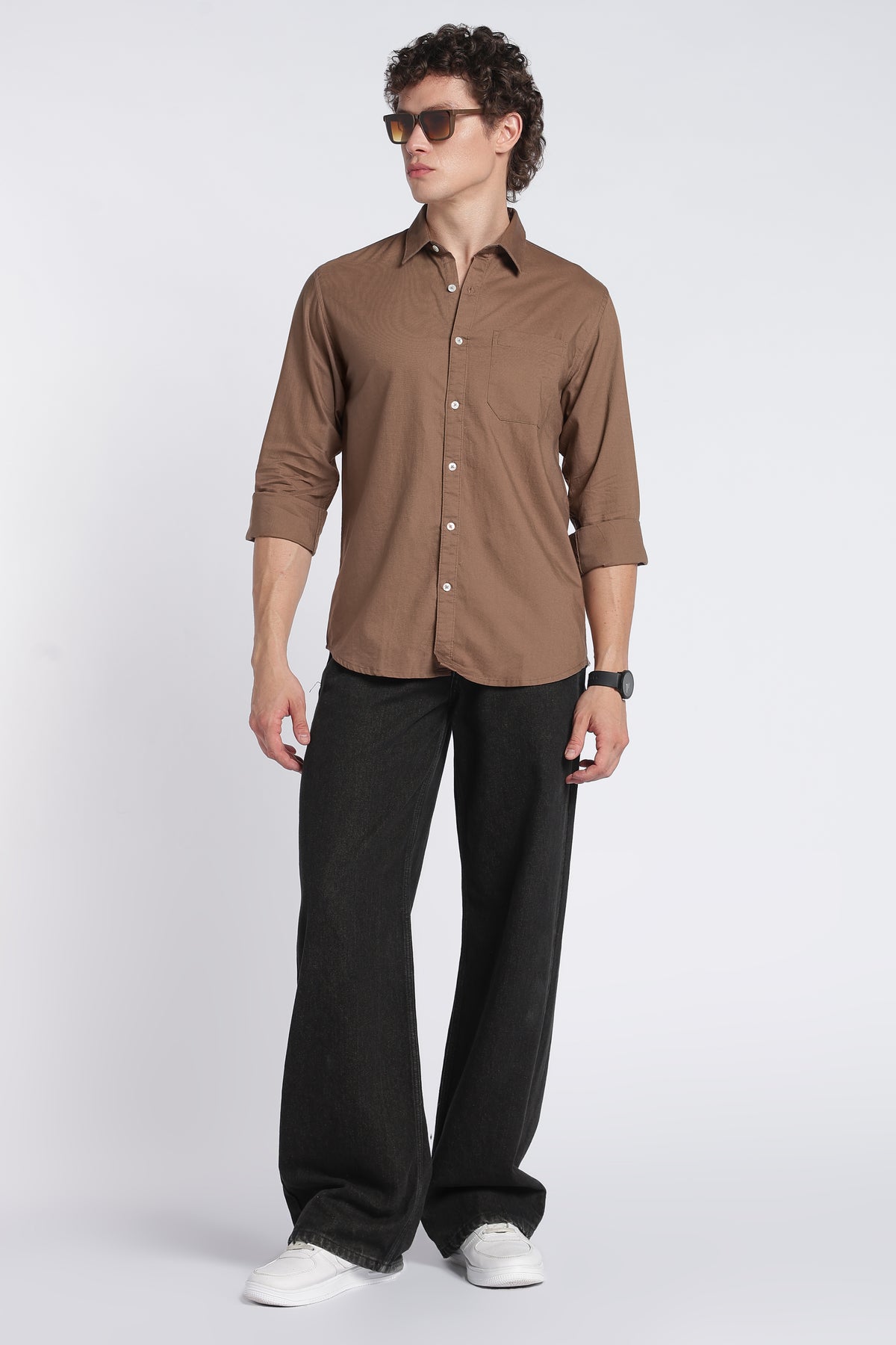 Men's Dark Brown Oxford Shirt – Full Sleeve Regular Fit Cotton Shirt | 2dudes