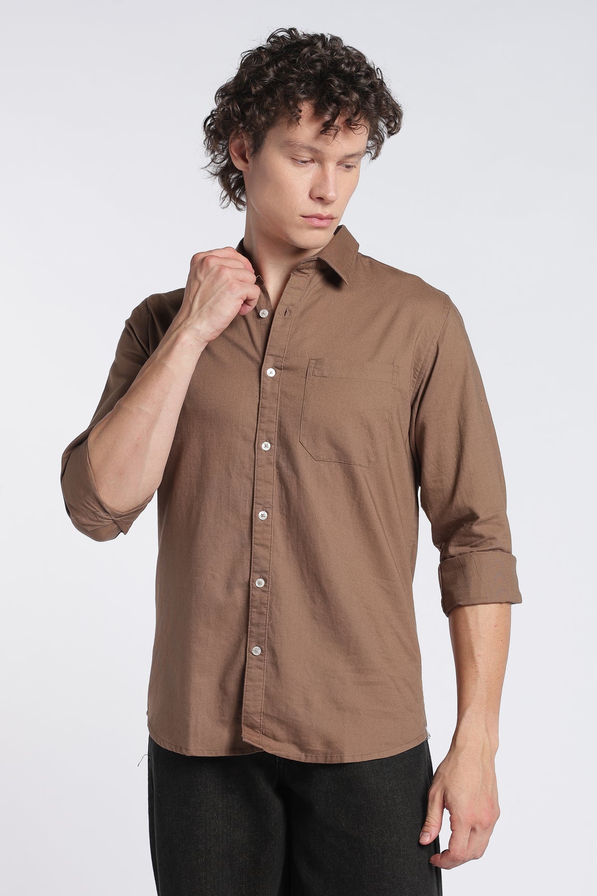 Men's Dark Brown Oxford Shirt – Full Sleeve Regular Fit Cotton Shirt | 2dudes