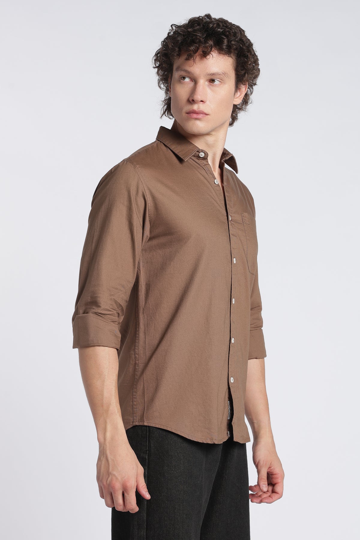 Men's Dark Brown Oxford Shirt – Full Sleeve Regular Fit Cotton Shirt | 2dudes