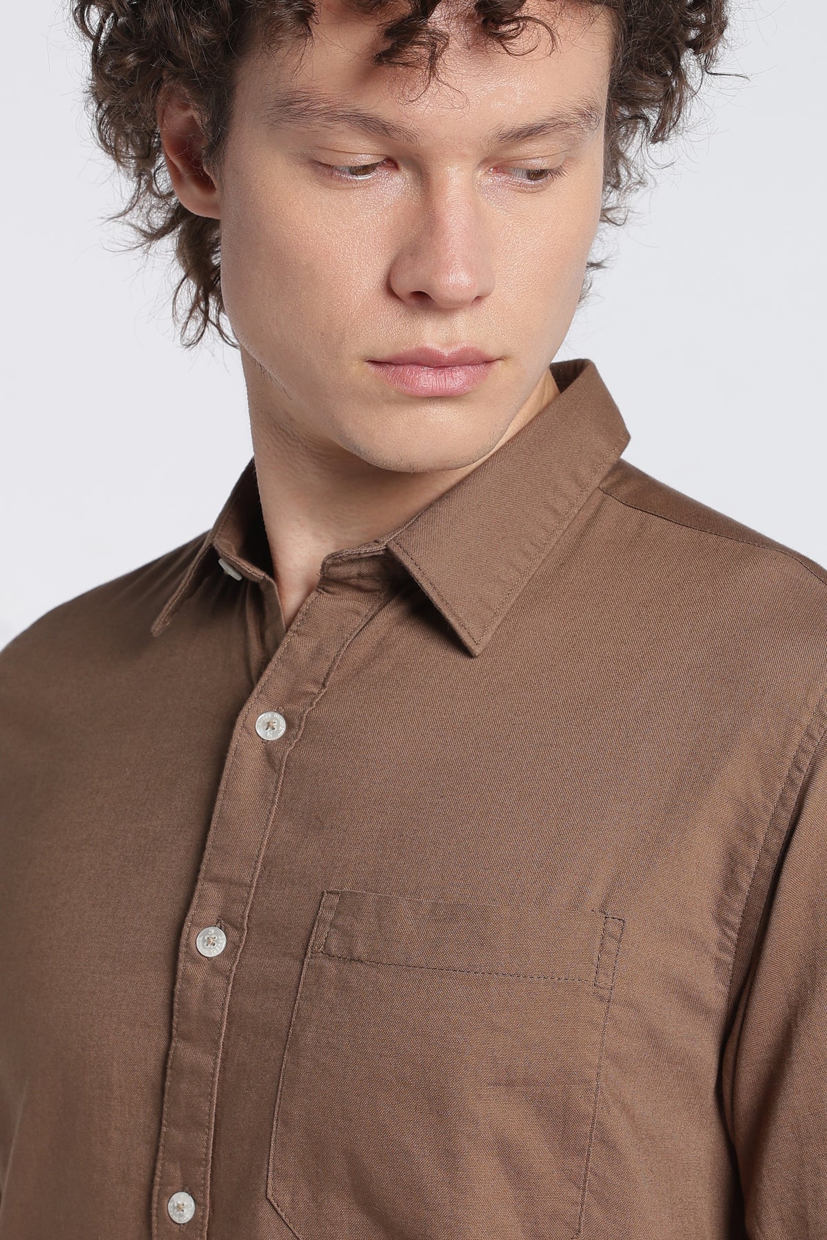 Men's Dark Brown Oxford Shirt – Full Sleeve Regular Fit Cotton Shirt | 2dudes
