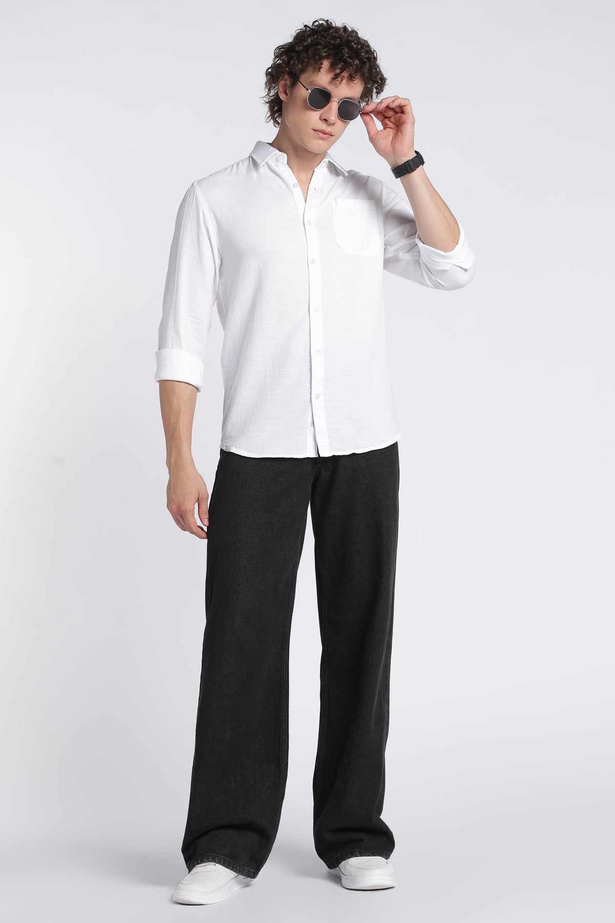 Men's White Double Cloth Shirt – Full Sleeve Regular Fit Cotton Shirt | 2dudes