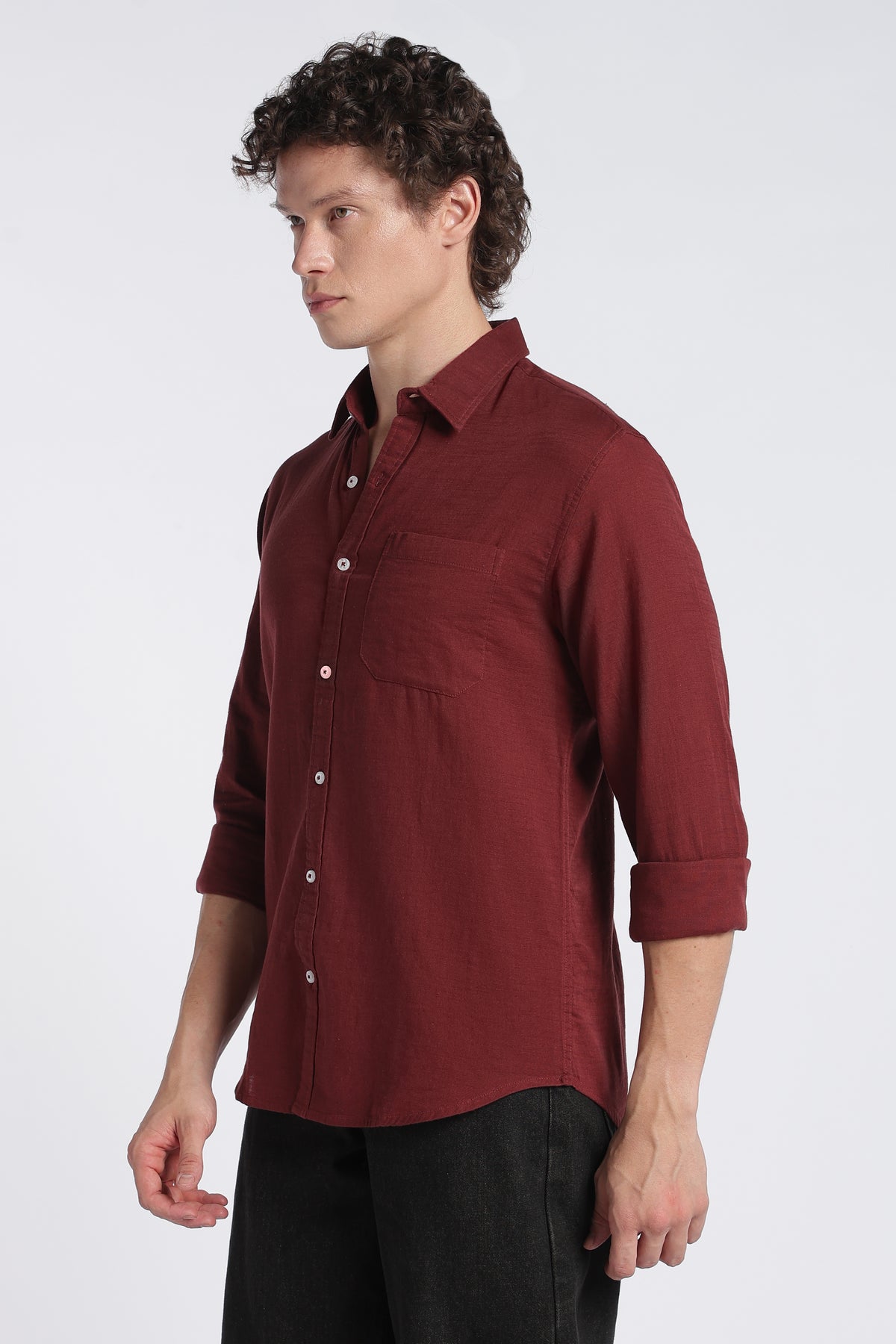 Men's Maroon Double Cloth Shirt – Full Sleeve Regular Fit Cotton Shirt | 2dudes