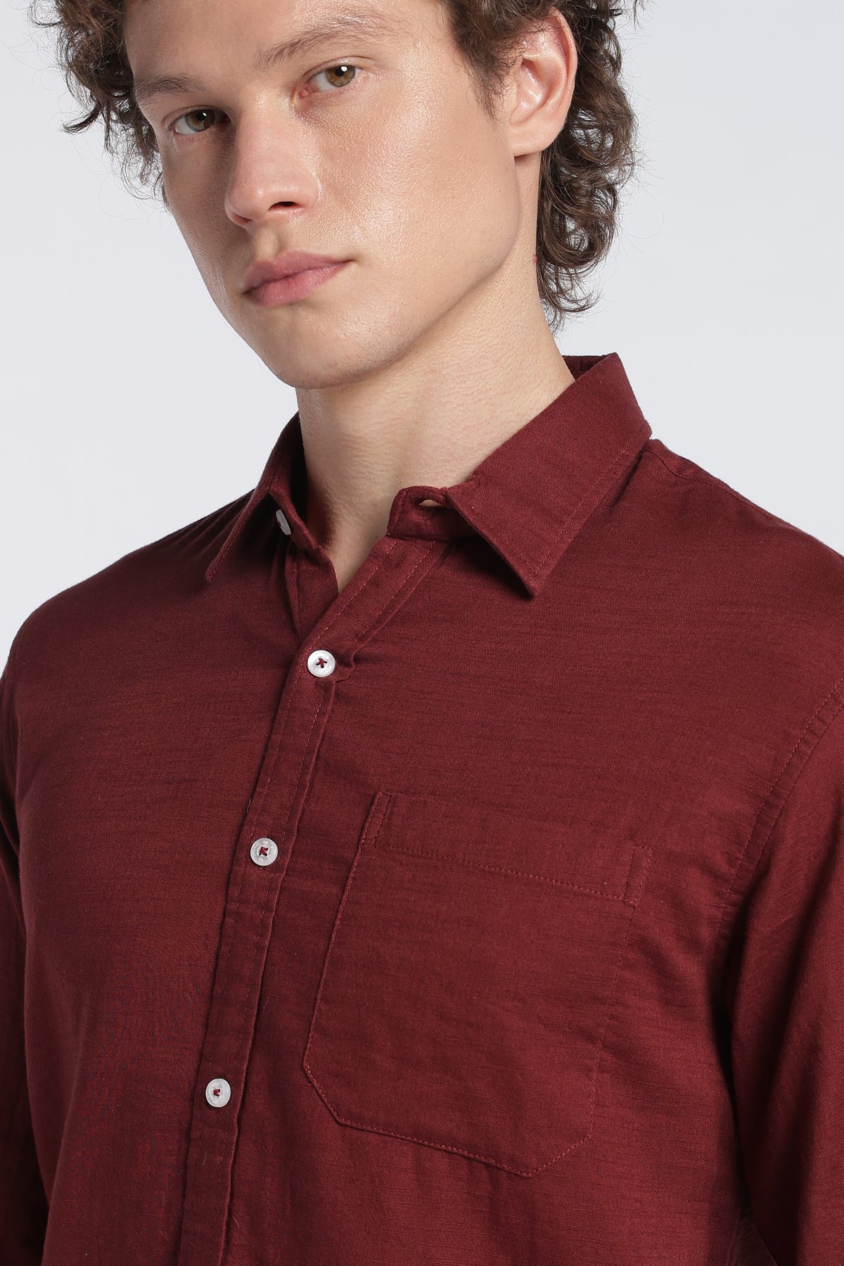 Men's Maroon Double Cloth Shirt – Full Sleeve Regular Fit Cotton Shirt | 2dudes