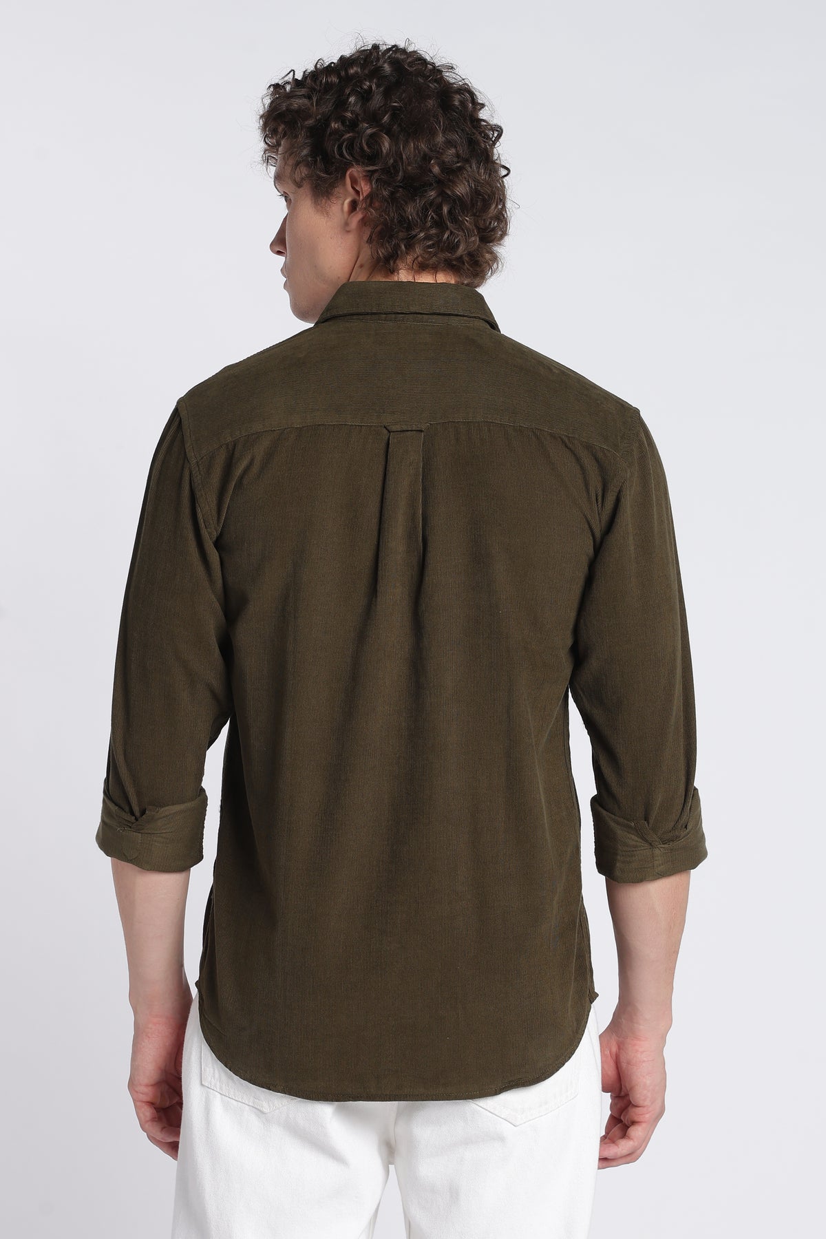 Men's Olive Corduroy Shirt – Full Sleeve Regular Fit Cotton Shirt | 2dudes