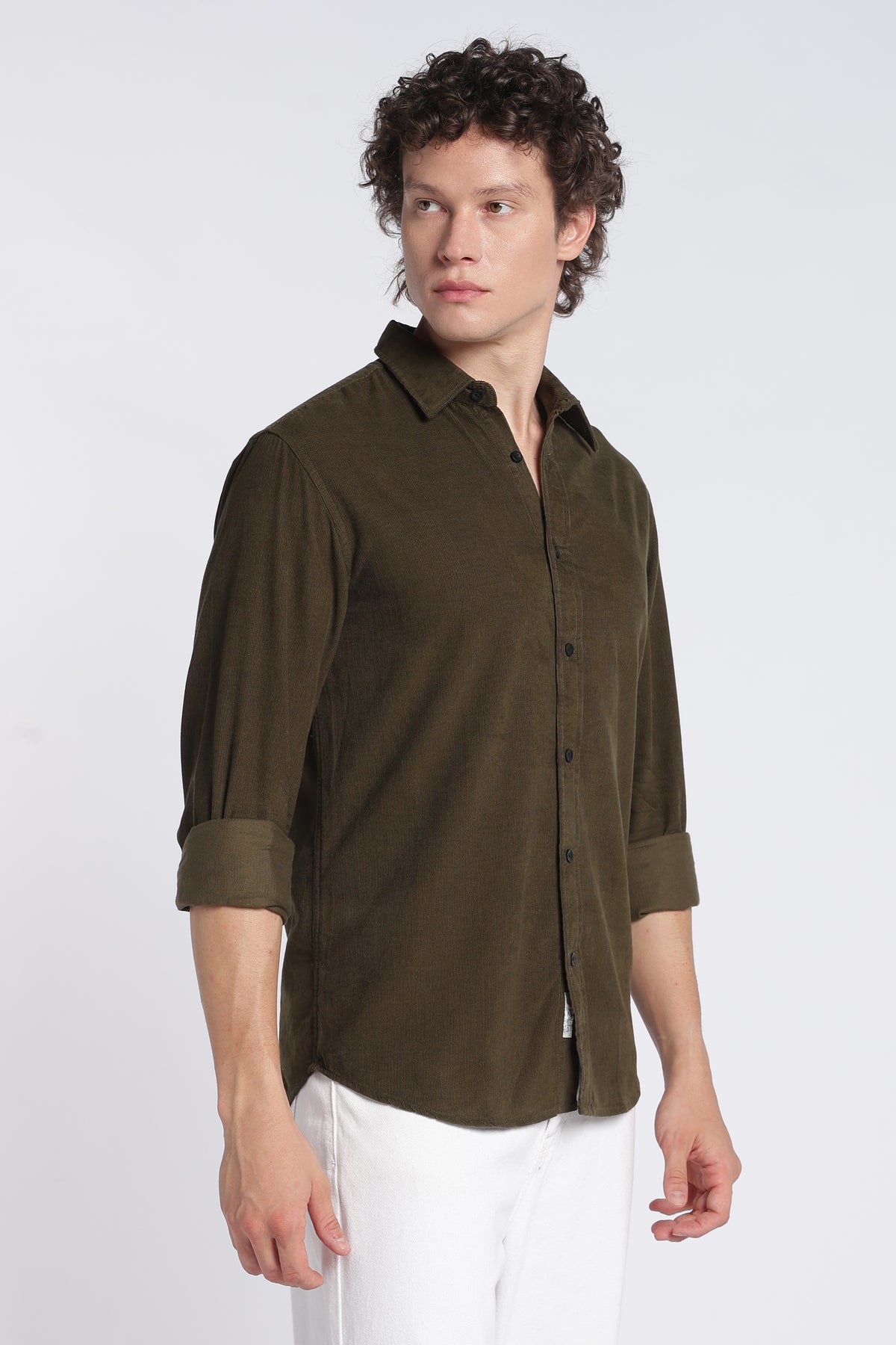 Men's Olive Corduroy Shirt – Full Sleeve Regular Fit Cotton Shirt | 2dudes
