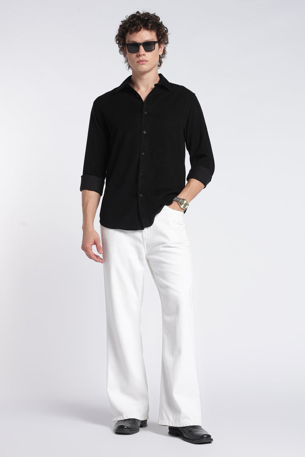 Men's Black Corduroy Shirt – Full Sleeve Regular Fit Cotton Shirt | 2dudes