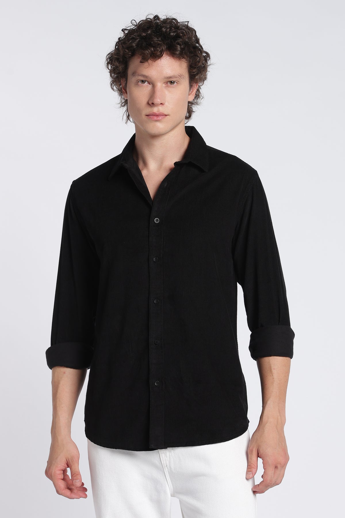 Men's Black Corduroy Shirt – Full Sleeve Regular Fit Cotton Shirt | 2dudes