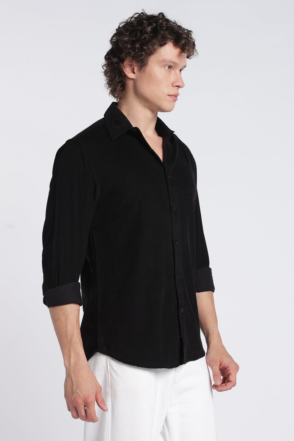 Men's Black Corduroy Shirt – Full Sleeve Regular Fit Cotton Shirt | 2dudes