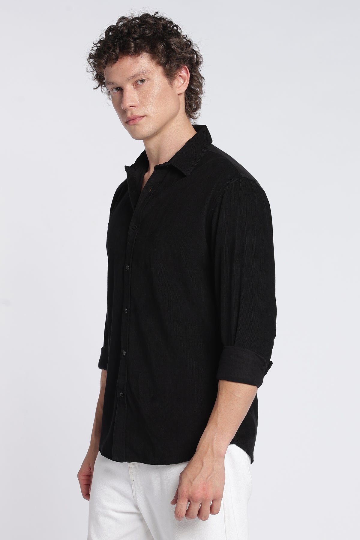 Men's Black Corduroy Shirt – Full Sleeve Regular Fit Cotton Shirt | 2dudes