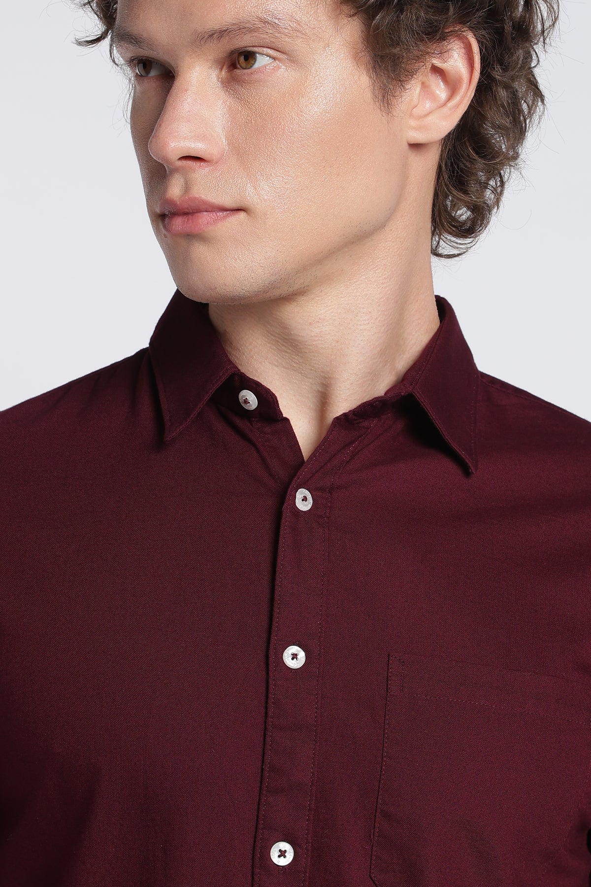 Men's Maroon Oxford Shirt – Full Sleeve Regular Fit Cotton Shirt | 2dudes