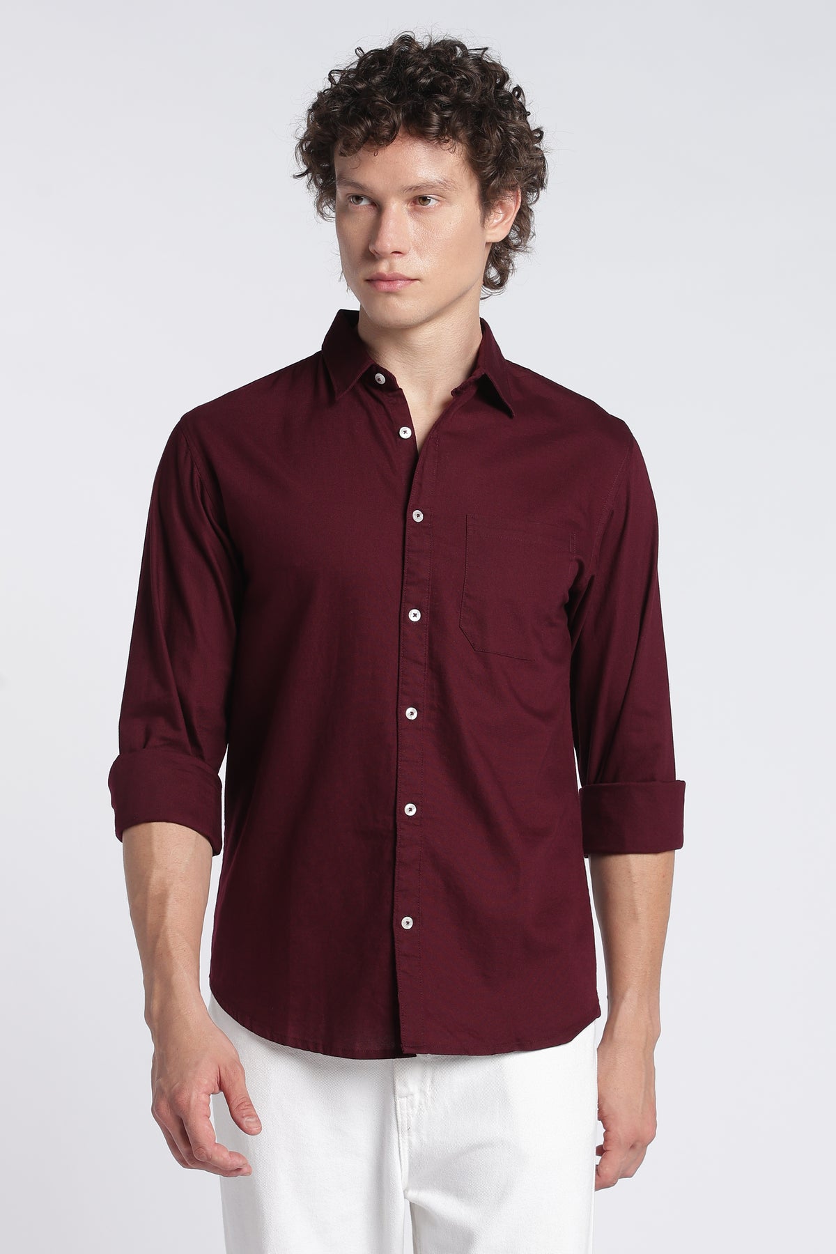 Men's Maroon Oxford Shirt – Full Sleeve Regular Fit Cotton Shirt | 2dudes