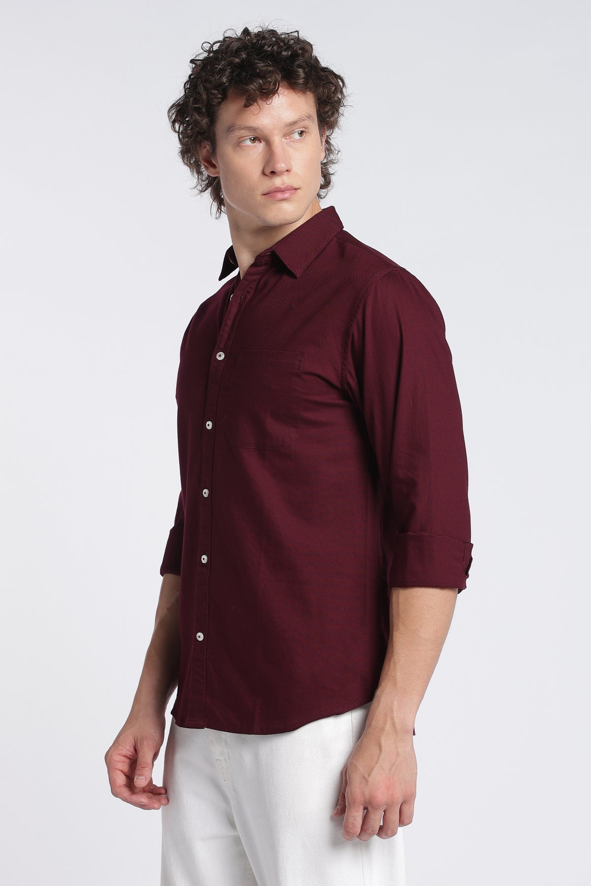 Men's Maroon Oxford Shirt – Full Sleeve Regular Fit Cotton Shirt | 2dudes