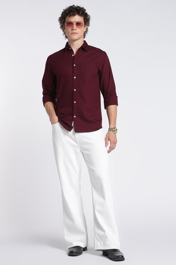Men's Maroon Oxford Shirt – Full Sleeve Regular Fit Cotton Shirt | 2dudes