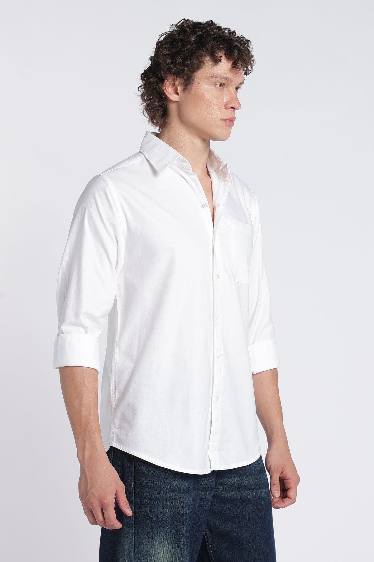 Men's White Oxford Shirt – Full Sleeve Regular Fit Cotton Shirt | 2dudes