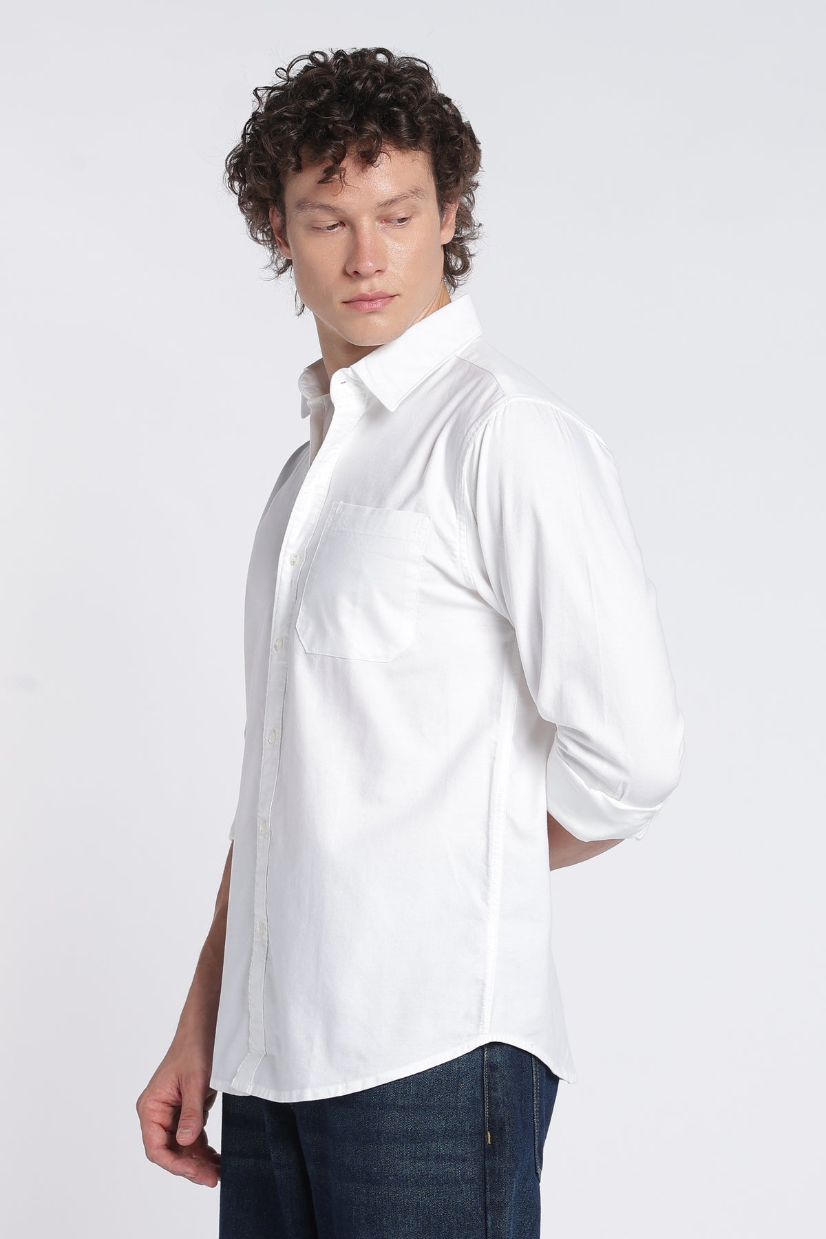 Men's White Oxford Shirt – Full Sleeve Regular Fit Cotton Shirt | 2dudes