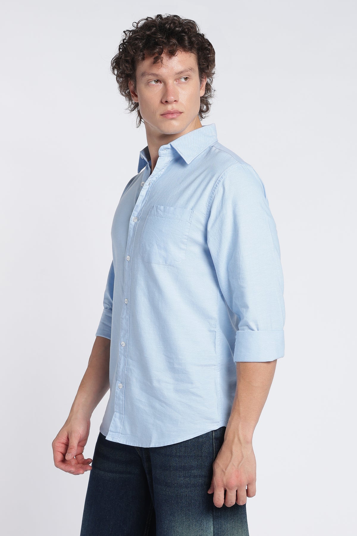 Men's Sky Blue Oxford Shirt – Full Sleeve Regular Fit Cotton Shirt | 2dudes