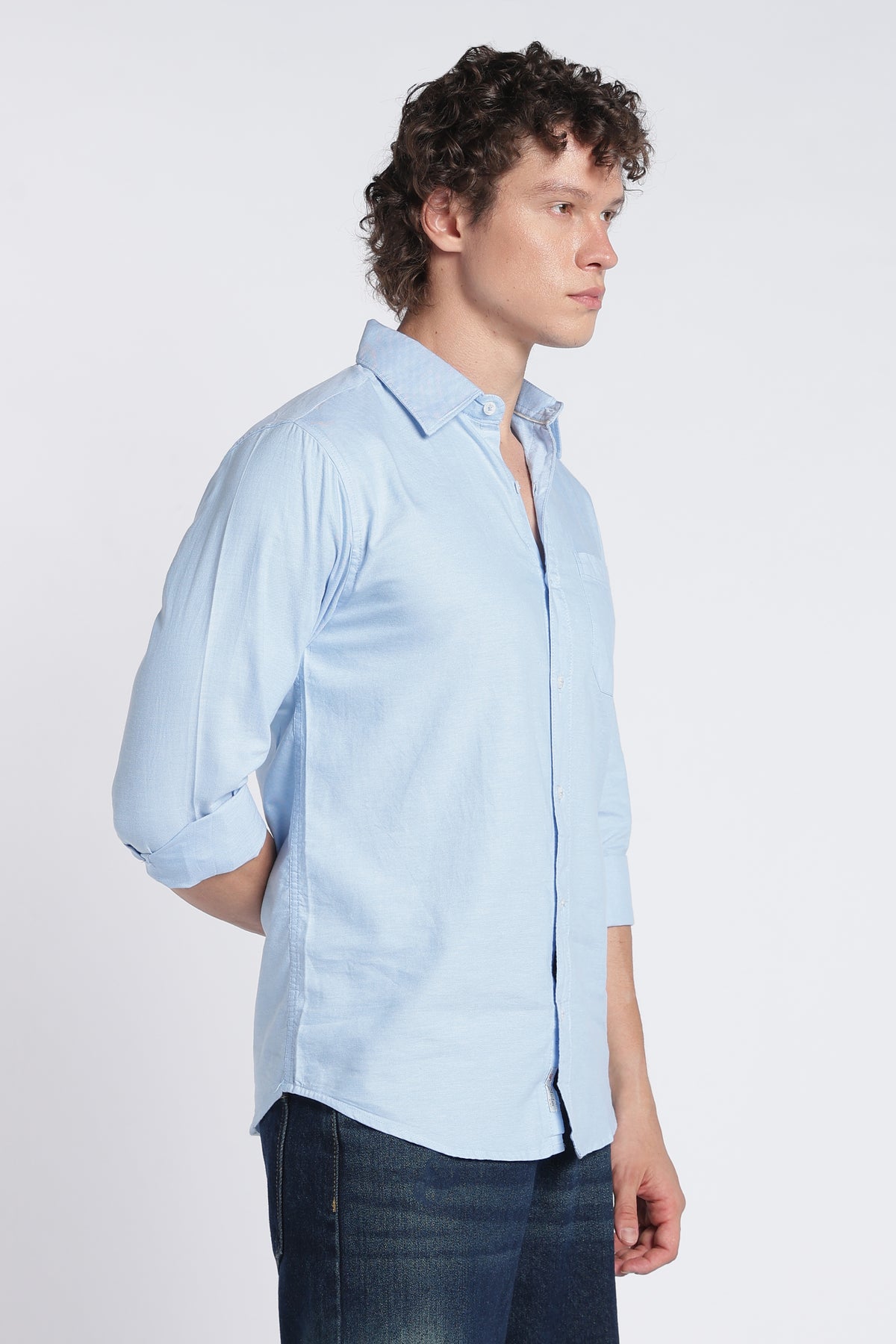 Men's Sky Blue Oxford Shirt – Full Sleeve Regular Fit Cotton Shirt | 2dudes