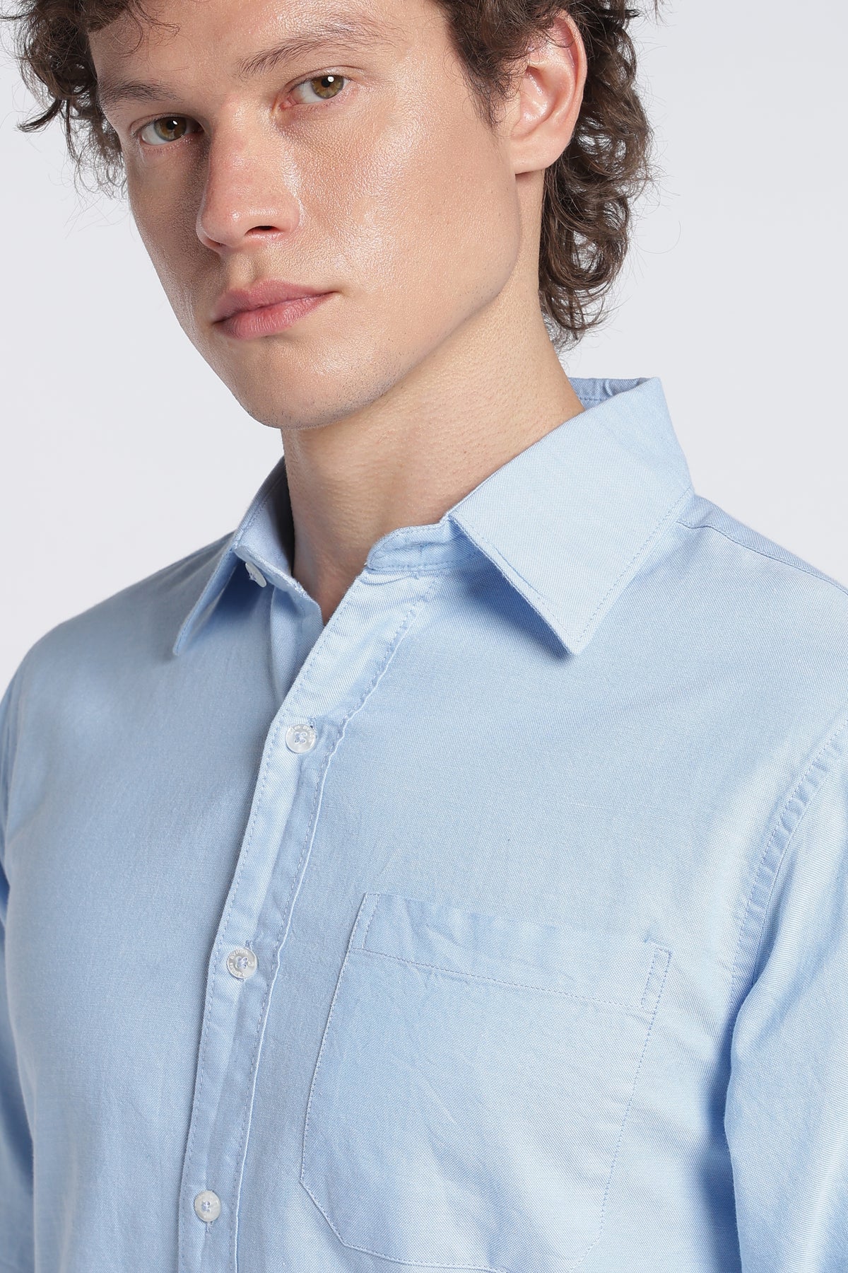 Men's Sky Blue Oxford Shirt – Full Sleeve Regular Fit Cotton Shirt | 2dudes