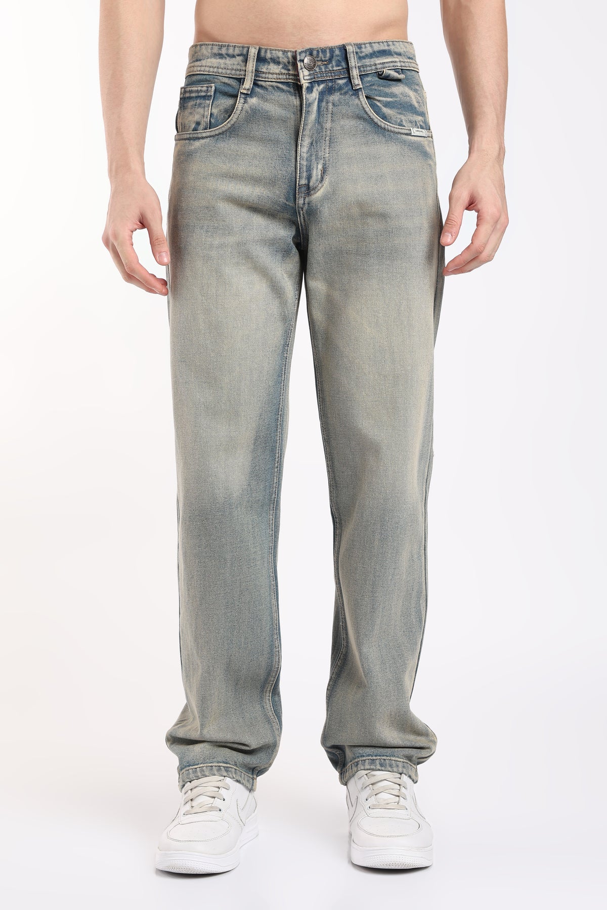Men's Dusty Blue LA Fit Jeans – Relaxed Straight Leg Vintage Wash Denim | 2dudes