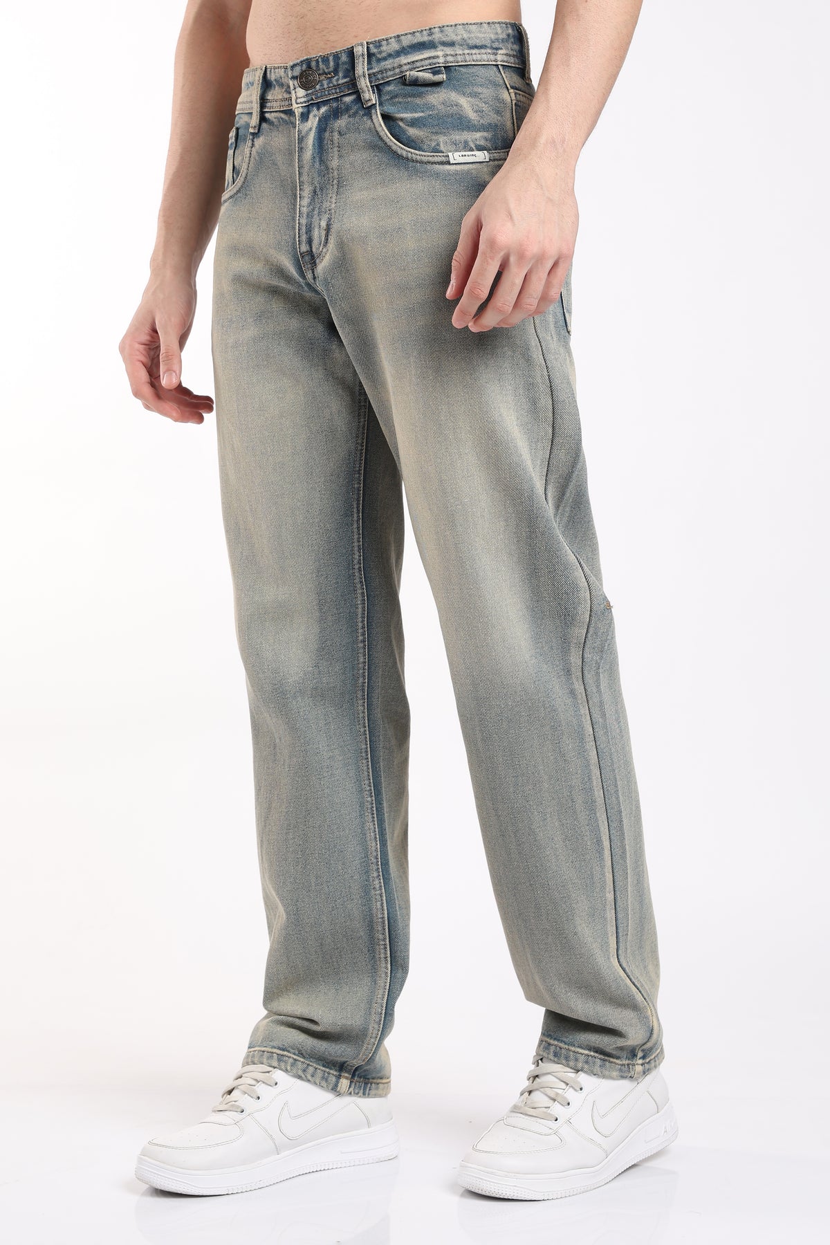 Men's Dusty Blue LA Fit Jeans – Relaxed Straight Leg Vintage Wash Denim | 2dudes