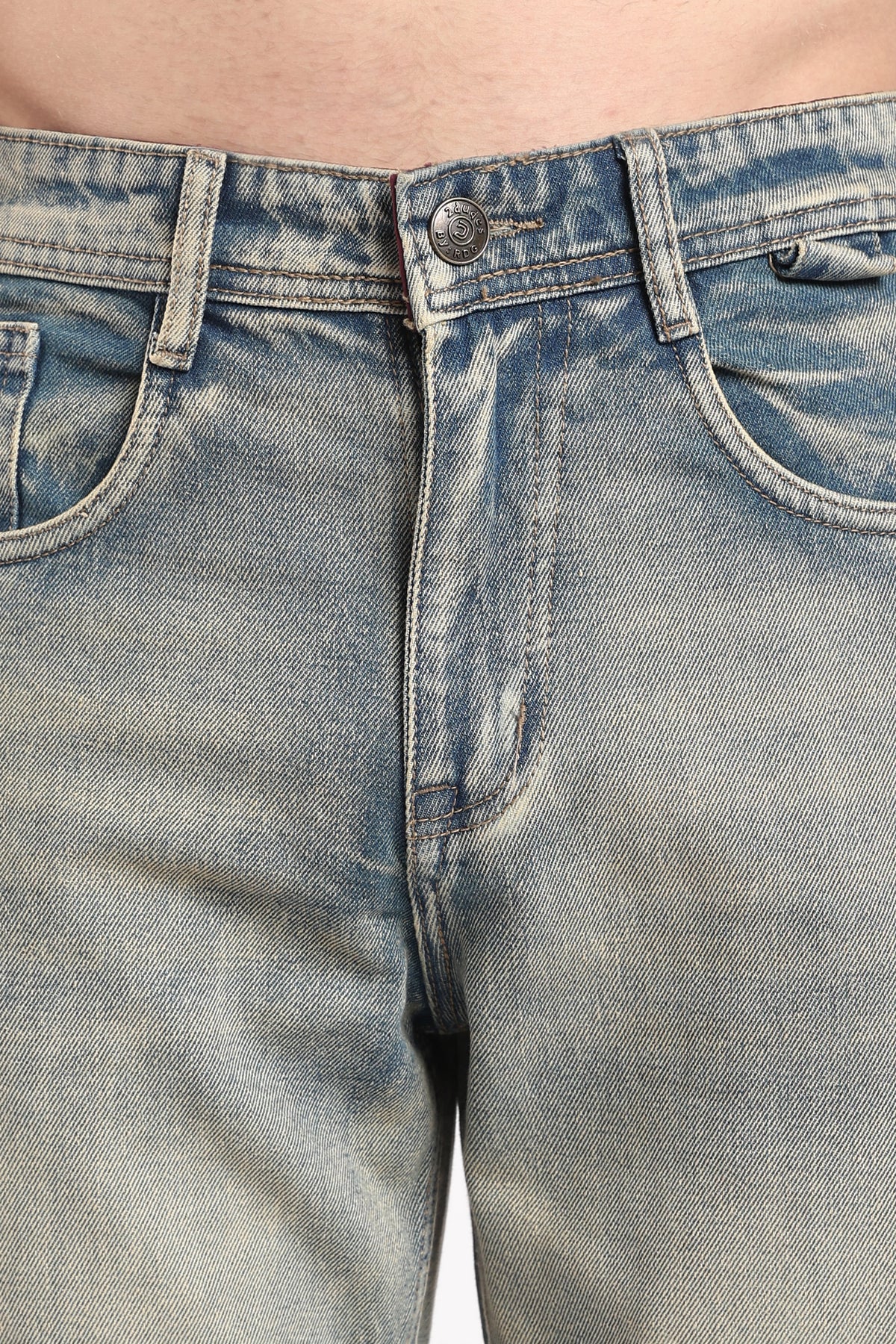 Men's Dusty Blue LA Fit Jeans – Relaxed Straight Leg Vintage Wash Denim | 2dudes