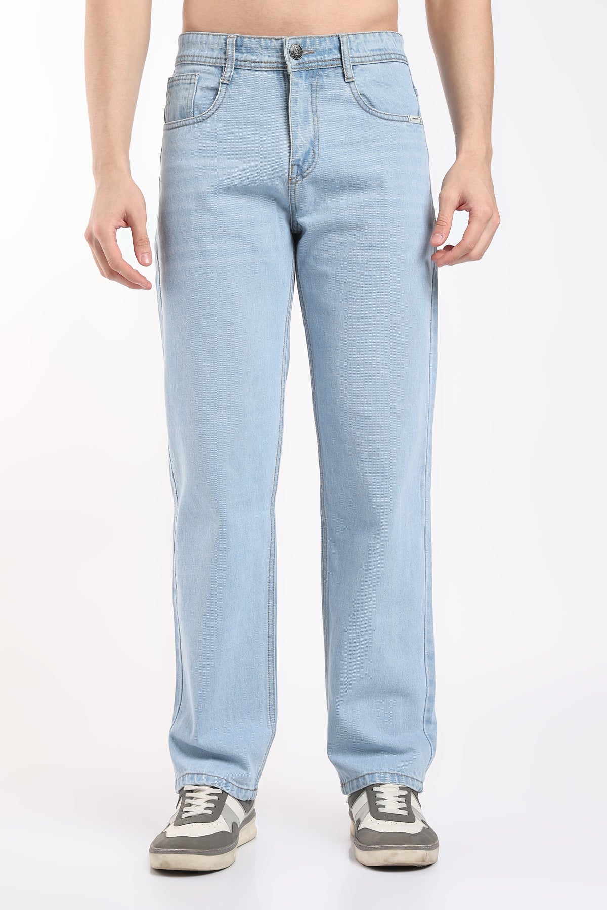 Men's Sky Blue LA Fit Jeans – Relaxed Straight Leg Light Wash Denim | 2dudes