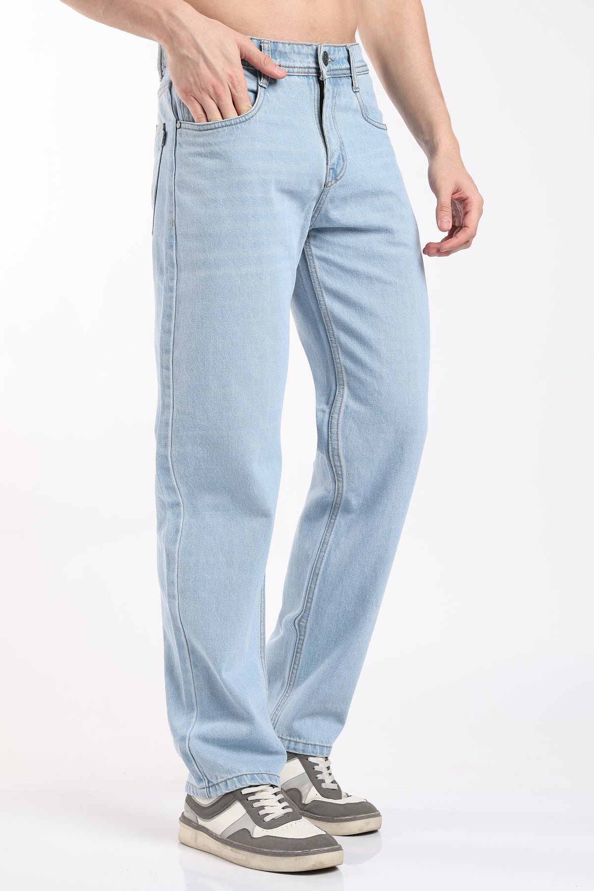 Men's Sky Blue LA Fit Jeans – Relaxed Straight Leg Light Wash Denim | 2dudes