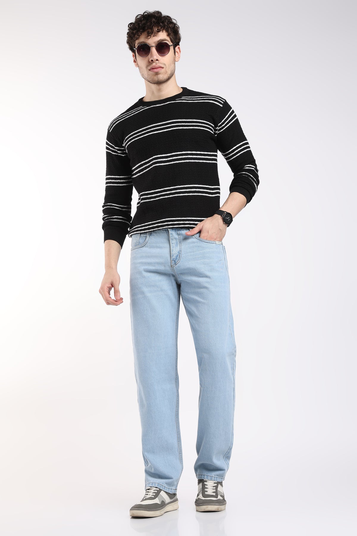 Men's Sky Blue LA Fit Jeans – Relaxed Straight Leg Light Wash Denim | 2dudes