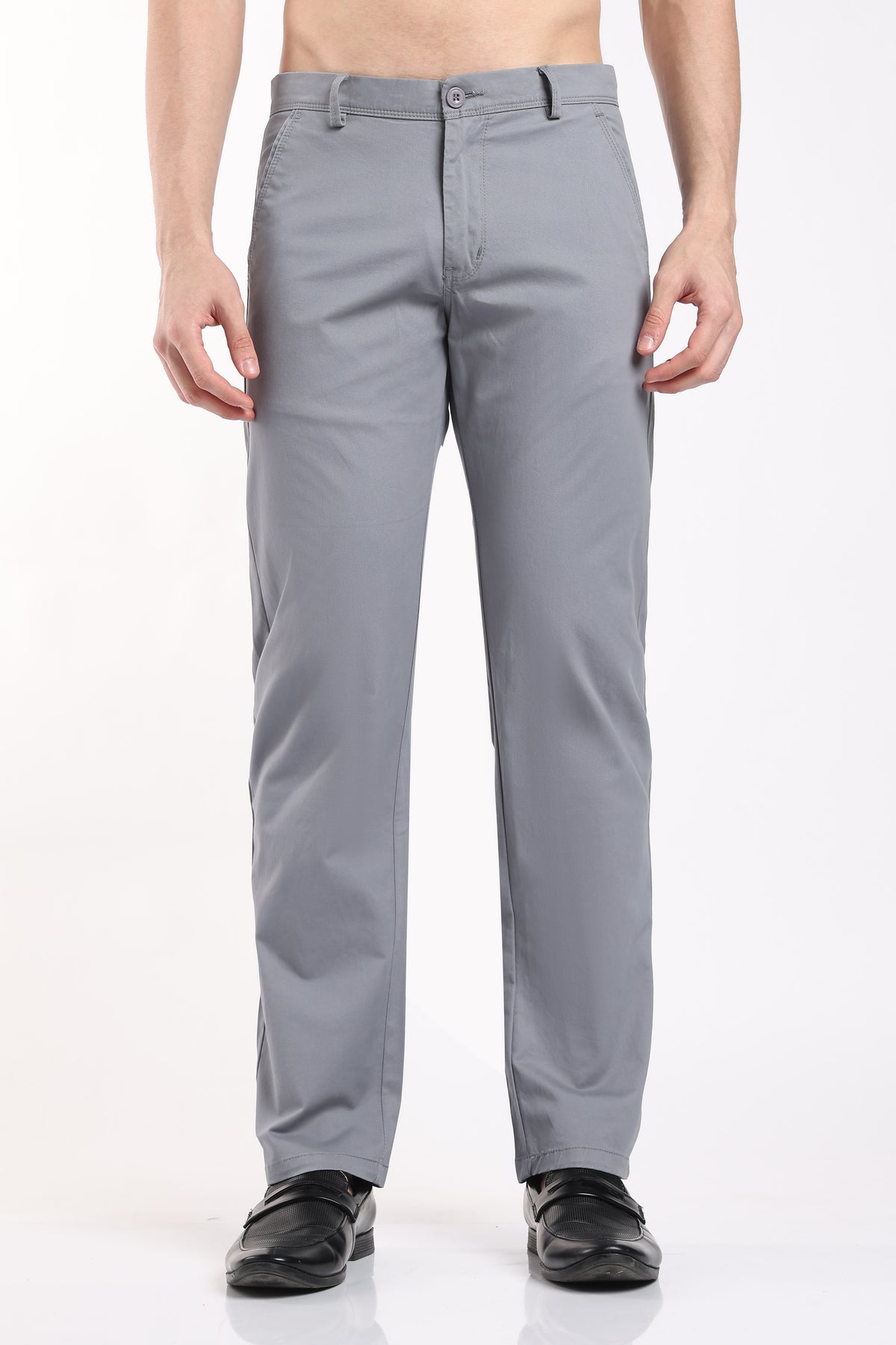 Men's Smoky Blue Cotton Chinos – Brooklyn Fit Straight Leg Trousers | 2dudes