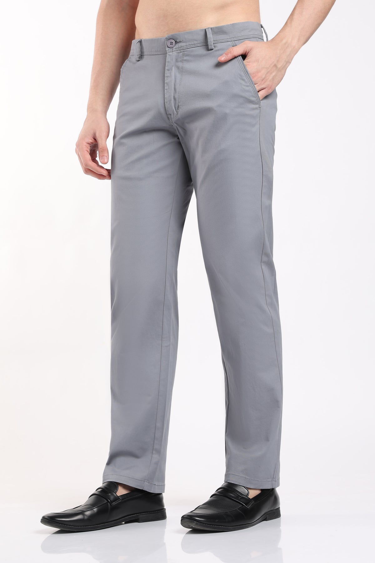 Men's Smoky Blue Cotton Chinos – Brooklyn Fit Straight Leg Trousers | 2dudes