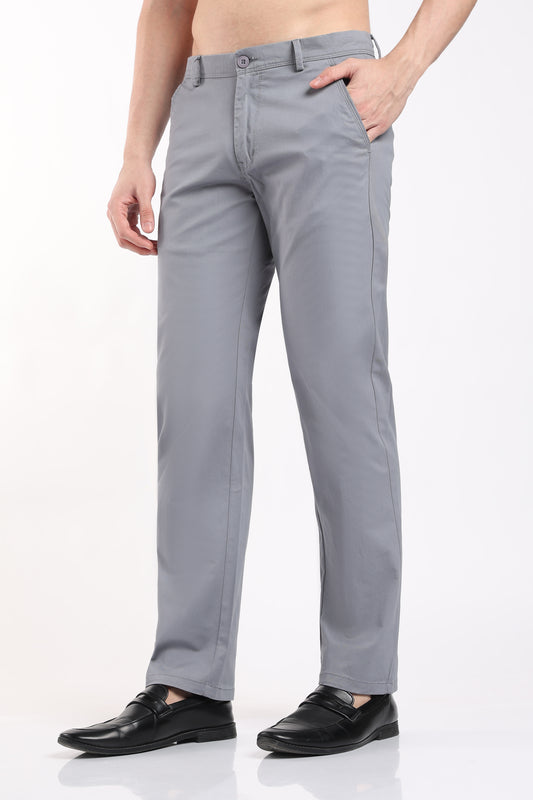 Men's Smoky Blue Cotton Chinos – Brooklyn Fit Straight Leg Trousers | 2dudes