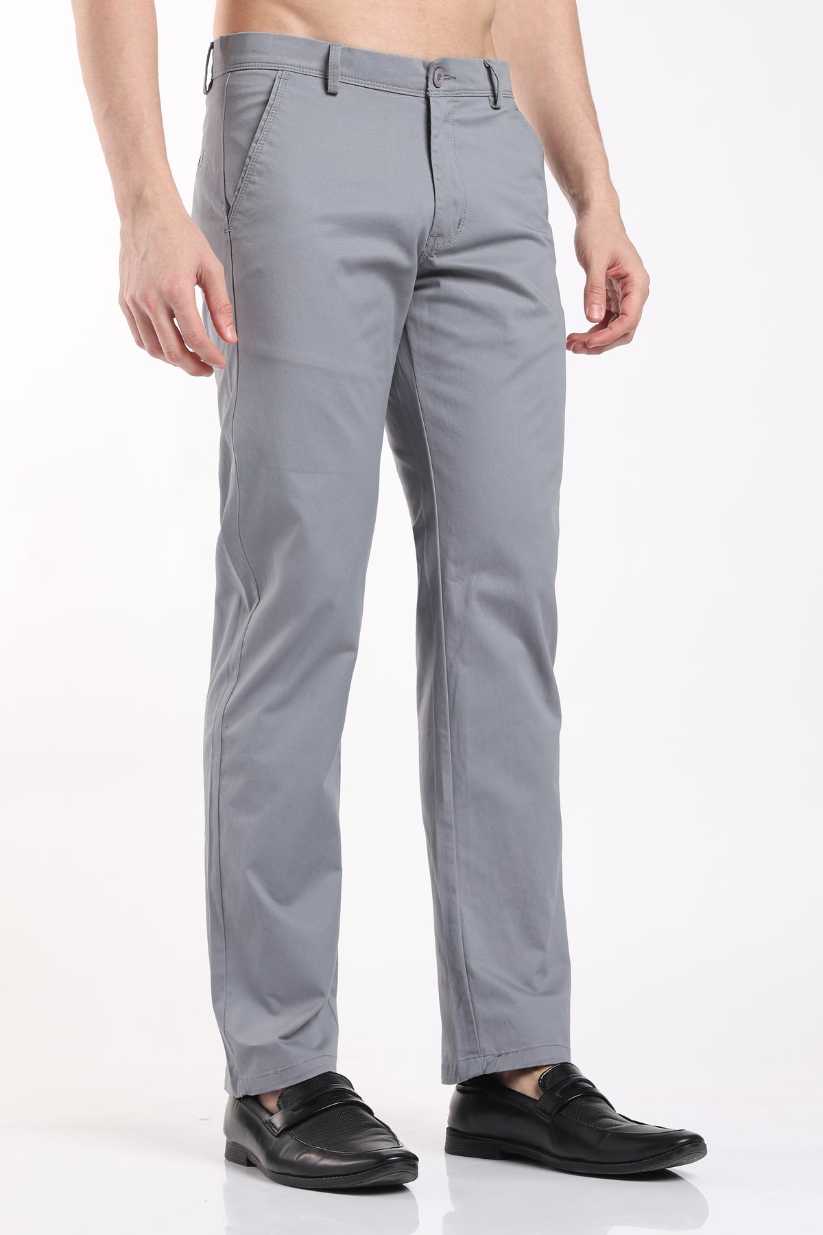 Men's Smoky Blue Cotton Chinos – Brooklyn Fit Straight Leg Trousers | 2dudes