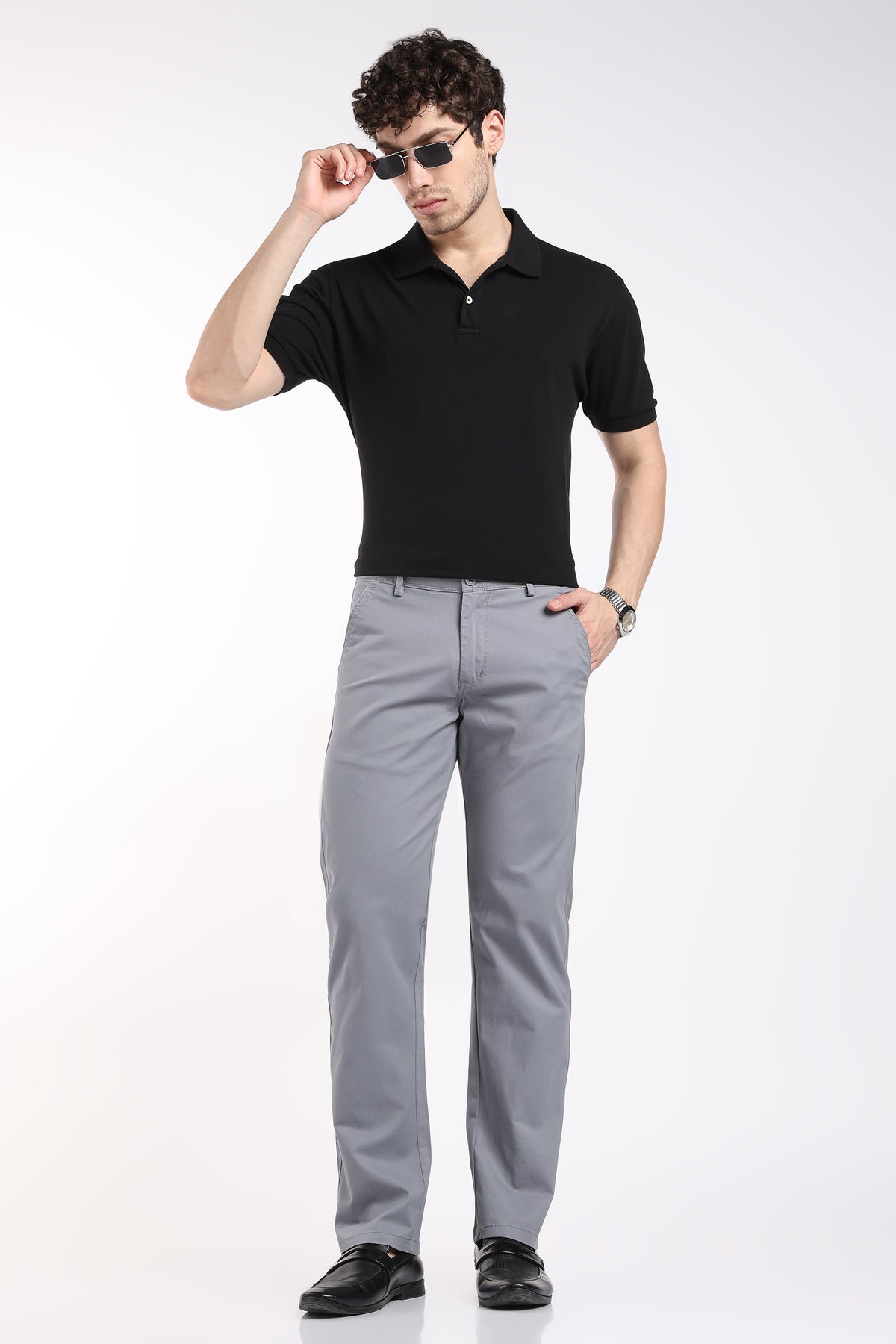 Men's Smoky Blue Cotton Chinos – Brooklyn Fit Straight Leg Trousers | 2dudes