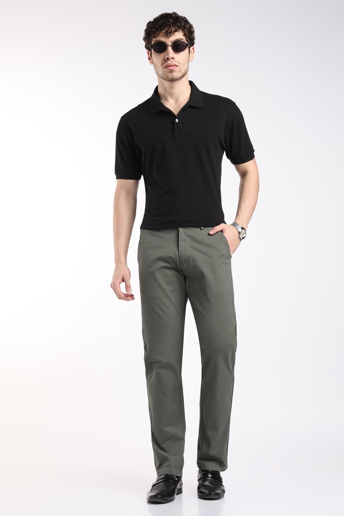 Men's Olive Green Cotton Chinos – Brooklyn Fit Straight Leg Trousers | 2dudes